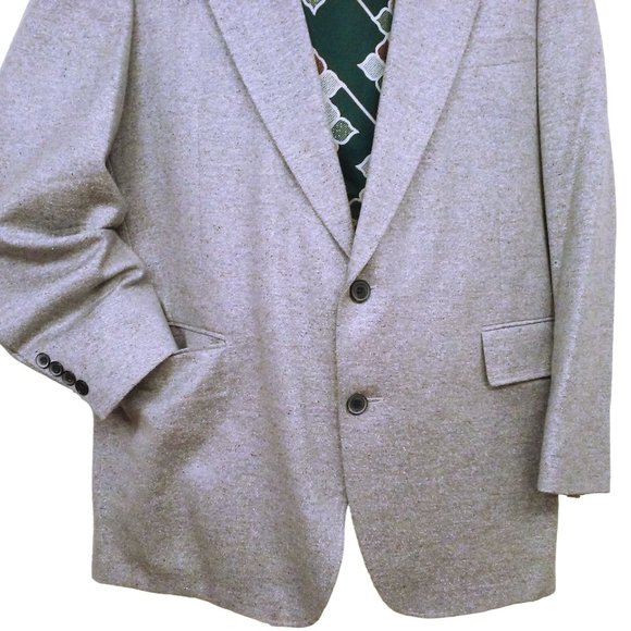Vintage 60s Silk Blazer Bel-Air Clothes USA-Made Sport Coat -44R Pockets Silvery - Picture 11 of 11